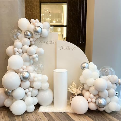 ANMINY 3PCS White Cylinder Pedestal Stand Set