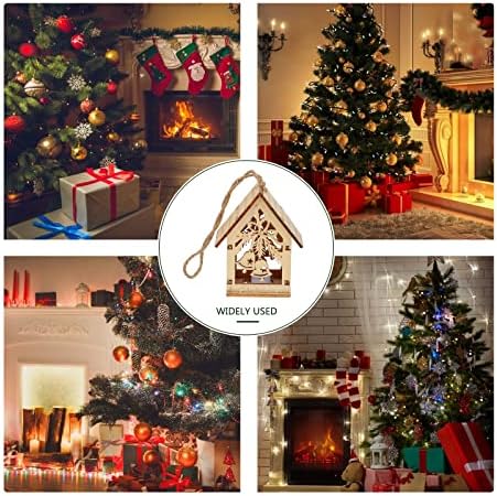 Uonlytech 2pcs Luminous Wooden Christmas Pendant for Home Decor