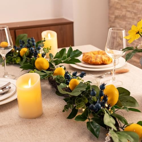 Valery Madelyn 24 Inch Spring Lemon Wreath and 6ft Garland Bundle