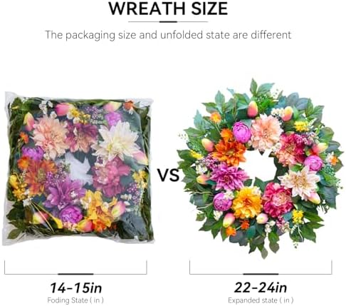 24 Inch Spring Wreath with Dahlia and Greenery