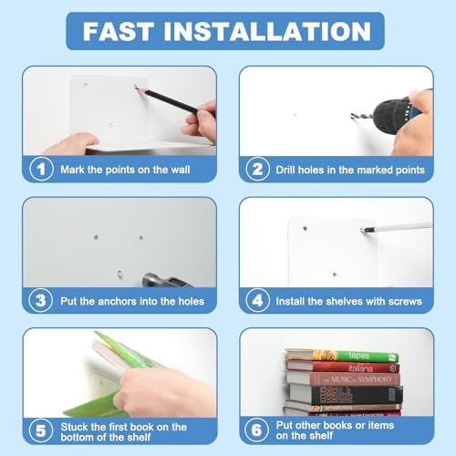 Fentec Invisible Floating Bookshelf 4-Pack White