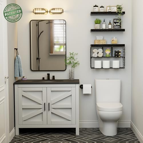 KLUVIS Bathroom Floating Shelves Set of 3 Black 157 Inch