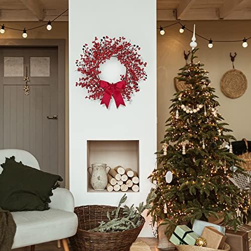 Sggvecsy 18 Inch Artificial Christmas Wreath with Bowknot