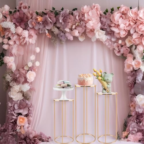 3pcs Cylinder Pedestal Stand Rose Gold