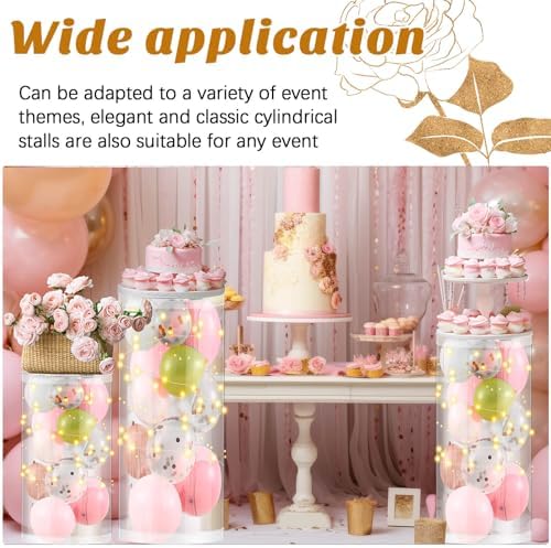 3 Pcs Cylinder Stands for Party Clear PVC Dessert Display Pedestals