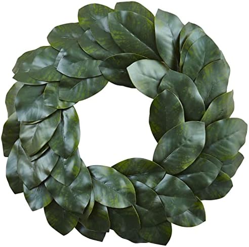 Nearly Natural 24 Inch Artificial Magnolia Leaf Wreath