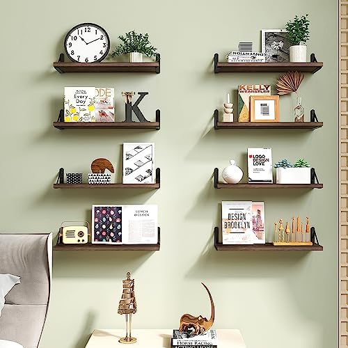 Fixwal Floating Shelves Set of 8 Rustic Wood Wall Shelves