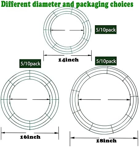 18 Inch Round Wire Wreath Frames Green Pack of 5