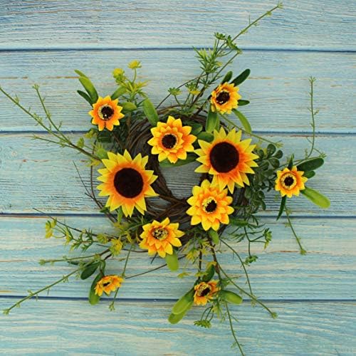 Rustic Country Artificial Sunflower and Twig Wreath 9 Inch