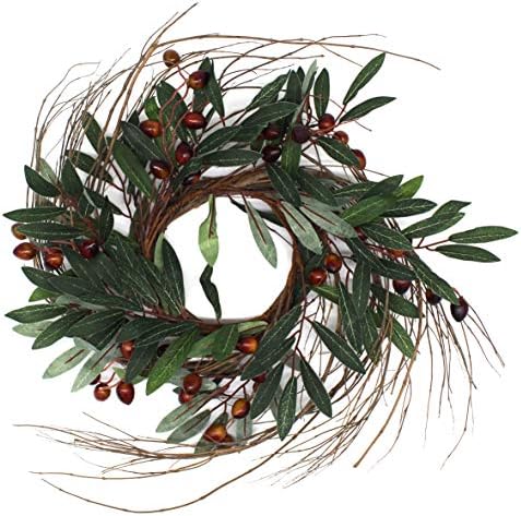 Rustic Country Artificial Olive Wreath 14 Inch
