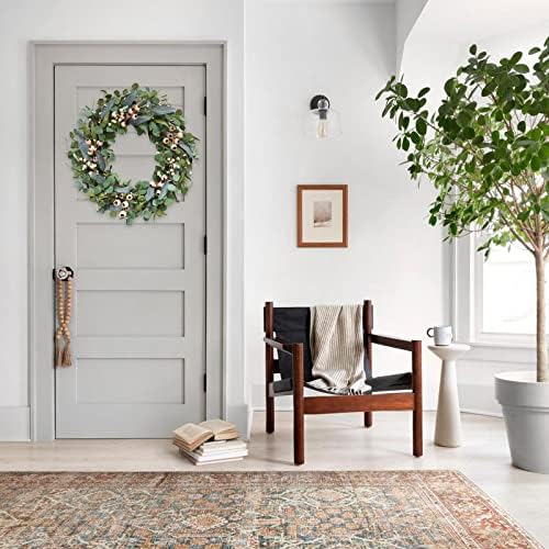 Bibelot 20in Artificial Eucalyptus Leaves Wreath with White Berries