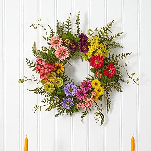 Nearly Natural Artificial Mixed Flower Wreath 1