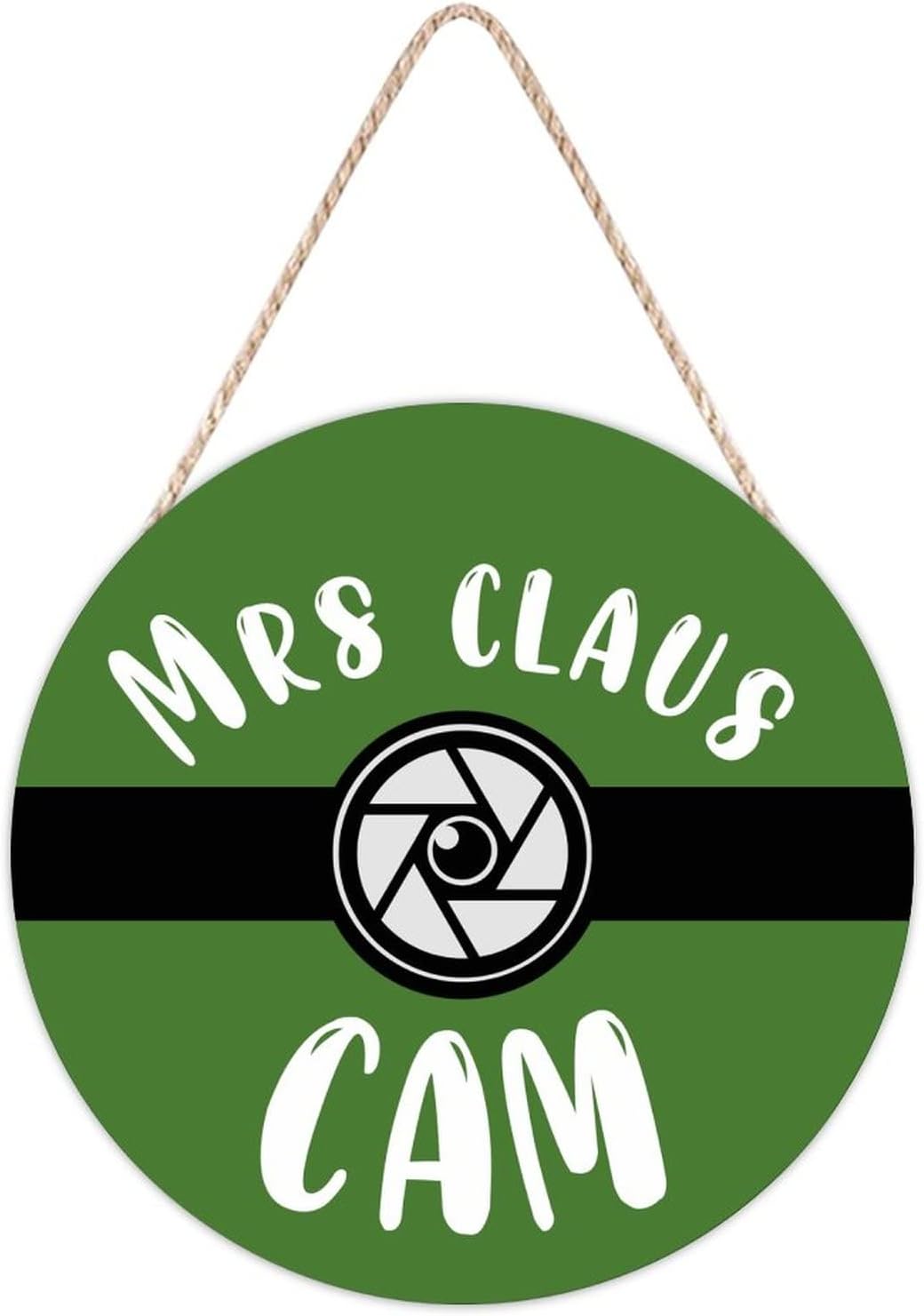 Farmhouse Door Hanger Funny Green Mrs Claus Cam Wood Sign 12x12in