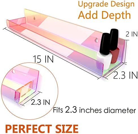 4 Pack 15 Inch Iridescent Acrylic Floating Wall Shelves