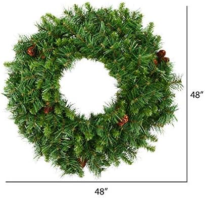 Vickerman 48 Inch Cheyenne Pine Artificial Christmas Wreath with 450 PVC Tips