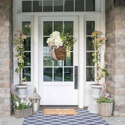 Sueiqmoi Wildflower Door Wreath Hanging Basket 15 Inch Welcome Sign