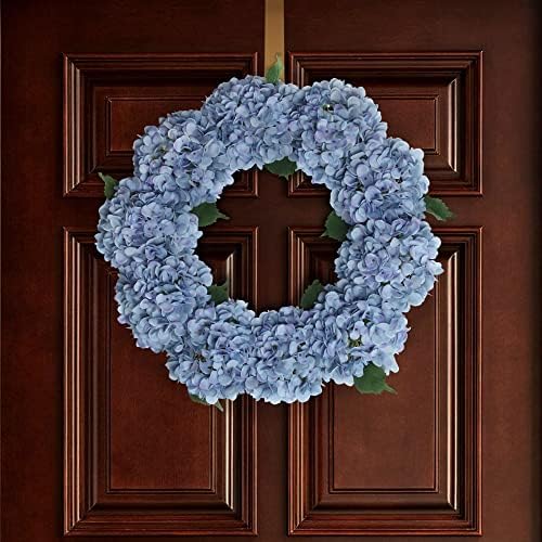 24 Inch Blue Hydrangea Wreath Artificial Floral Decor