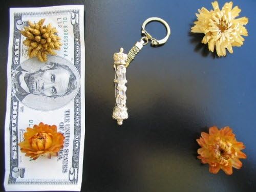 Gold Mezuzah Style Keychain with Travel Bless Scroll from Jerusalem