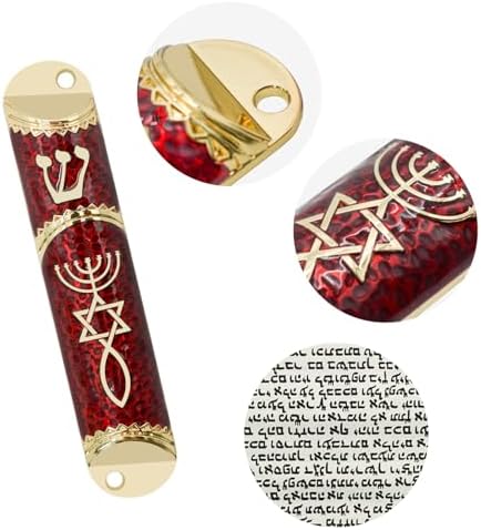 MrMrKura Red Metal Mezuzah with Scroll for Door