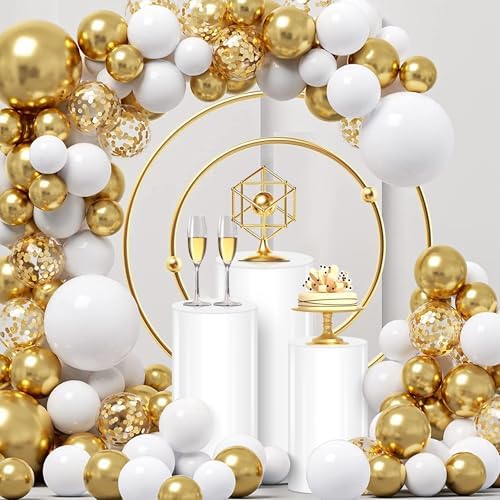 White Cylinder Stands for Party 3Pcs Round Pedestal Stand for Events