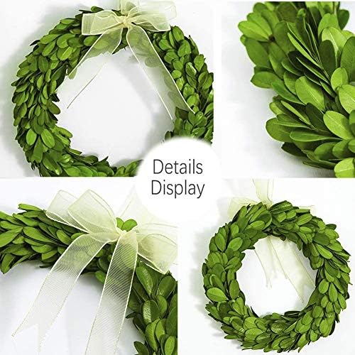 10 Mini Boxwood Wreath with Green Silk Ribbon for Home