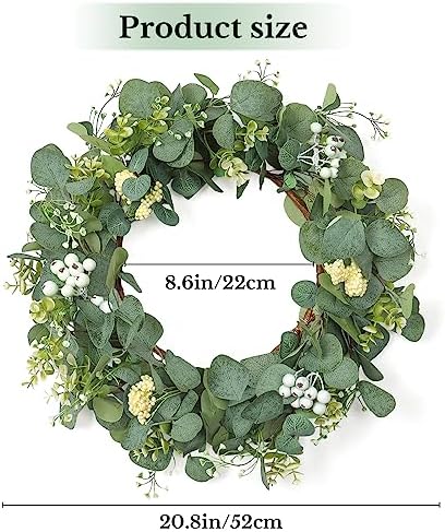 Dremisland 20 Inch Eucalyptus Wreath for Front Door