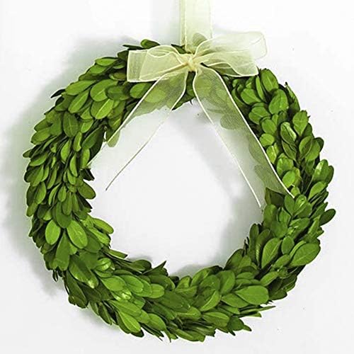 10 Mini Boxwood Wreath with Green Silk Ribbon for Home