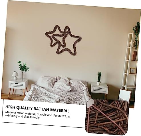 2pcs Handwoven Rattan Star Door Wreath Decorations