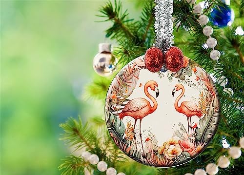 Ceramic Flamingos Christmas Wreath Ornament Decorations