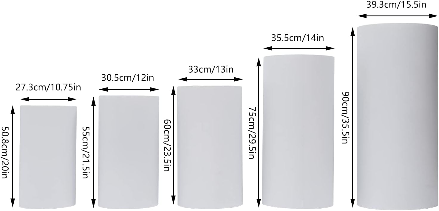 5Pcs White Cylinder Pedestal Stands for Events