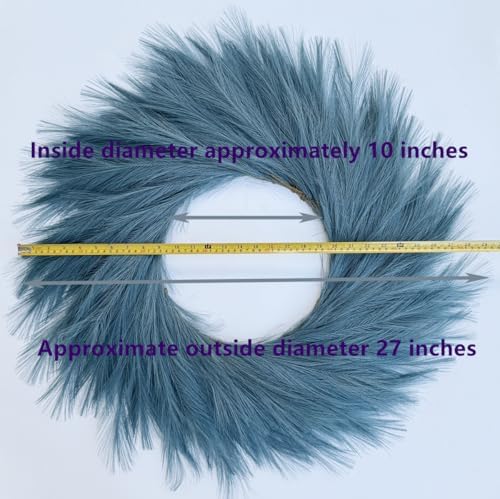 27 Inch Blue Green Artificial Pampas Grass Wreath