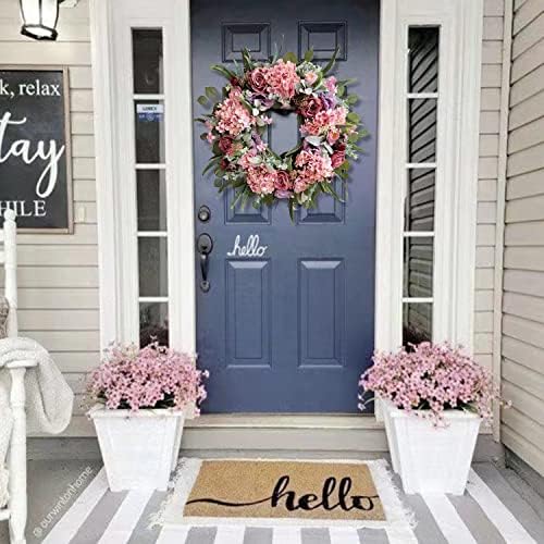 WANNA-CUL 24 Inch Spring Wreath with Hydrangea Rose and Peony