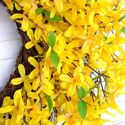 25 Inch Yellow Forsythia Spring Wreath for Front Door