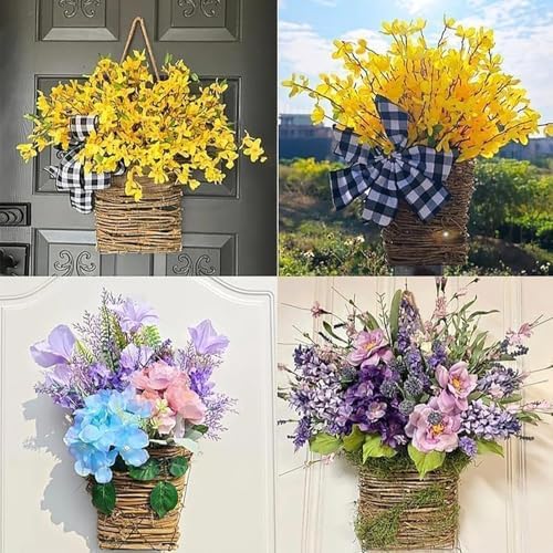 Hydrangea Door Hanging Basket Wreath Yellow