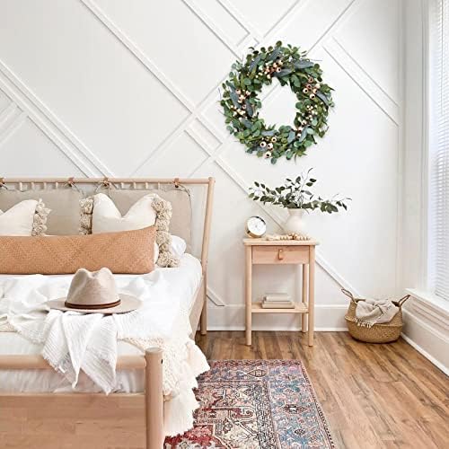Bibelot 20in Artificial Eucalyptus Leaves Wreath with White Berries