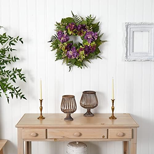 Nearly Natural 24in Artificial Hydrangea Berry Wreath