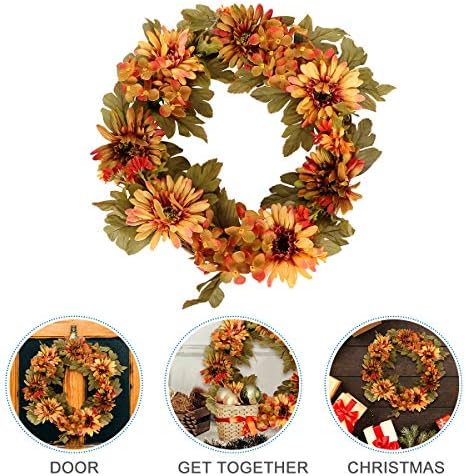 ABOOFAN Artificial Hydrangea Wreath for Halloween and Thanksgiving