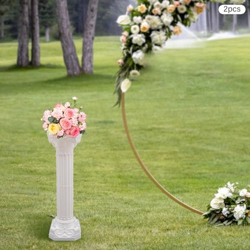 White Roman Column Stand 2Pcs 1063x3465 Inch Wedding Decor