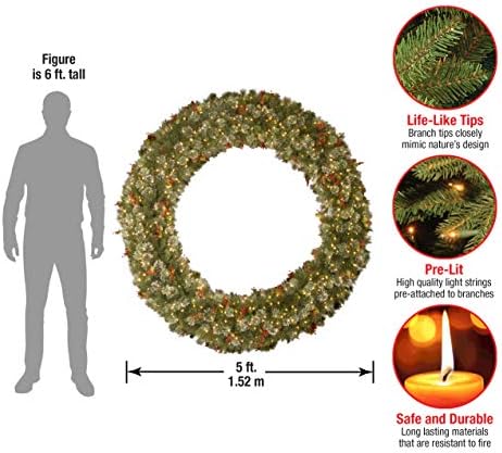 National Tree Company Pre-Lit Artificial Christmas Wreath 60 Inches
