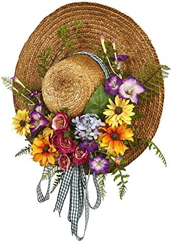 Nearly Natural 4587 18 Inch Mixed Flower Hat Wreath
