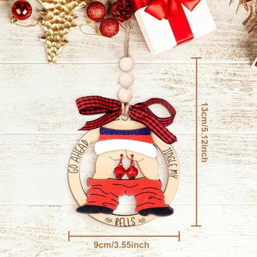 Funny Christmas Wooden Ornament with Naughty Santa Design