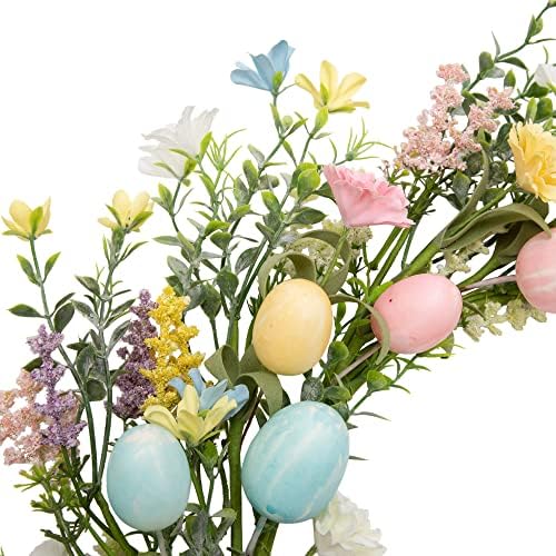 18 Inch Easter Wreath with Pastel Eggs and Twigs