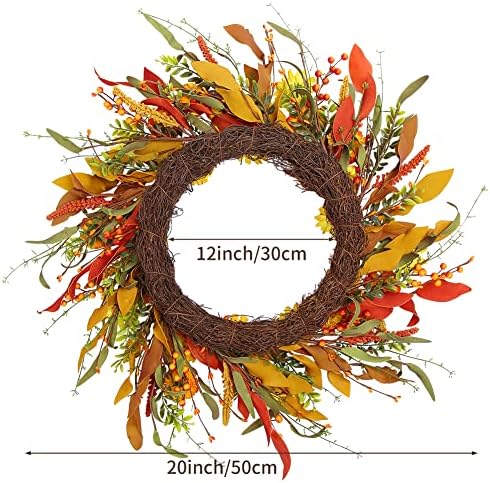 GAOMON 20 Inch Artificial Fall Floral Wreath