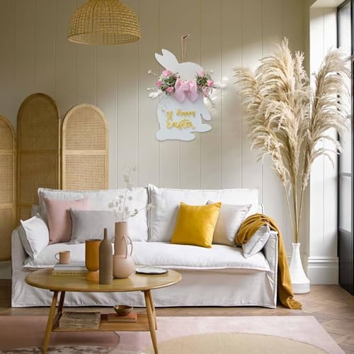 Idyllic White Easter Bunny Wreath Front Door Decor