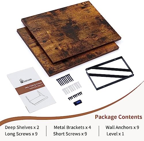 Axeman 16W x 12D Rustic Floating Shelves Set of 2