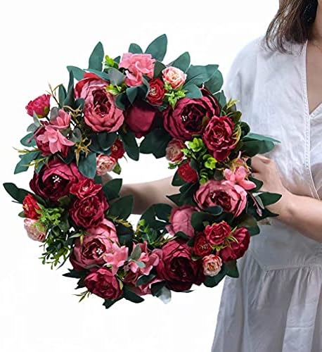 Scannay 16 Inch Purple Peony Silk Wreath Home Decor