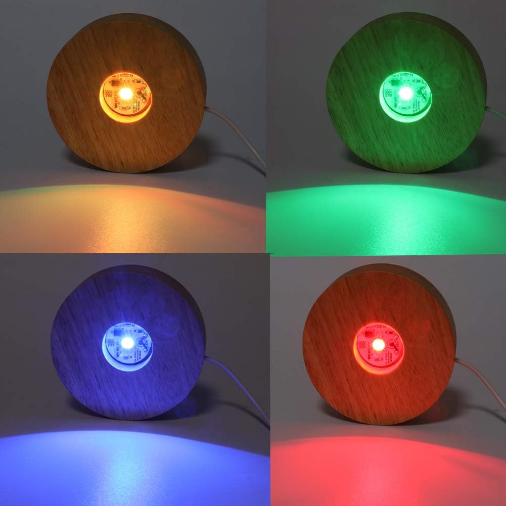 Colorful LED Crystal Display Stand with USB Cable