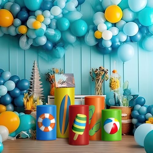 5 Pcs Summer Cylinder Stand Covers for Decor