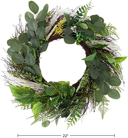 Sweet Anne Eucalyptus Wreath - 22 Inch Artificial Decor