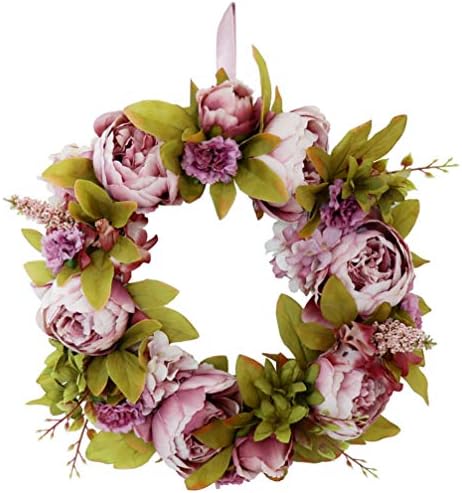 NUOBESTY Artificial Peony Wreath for Home Decor